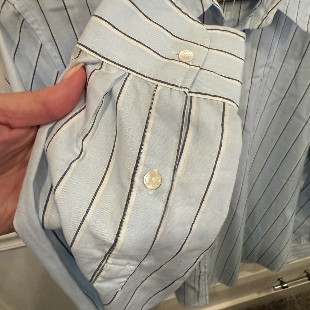 Nili Lotan Women's Blue Striped Button Down Shirt - Picture 4 of 7